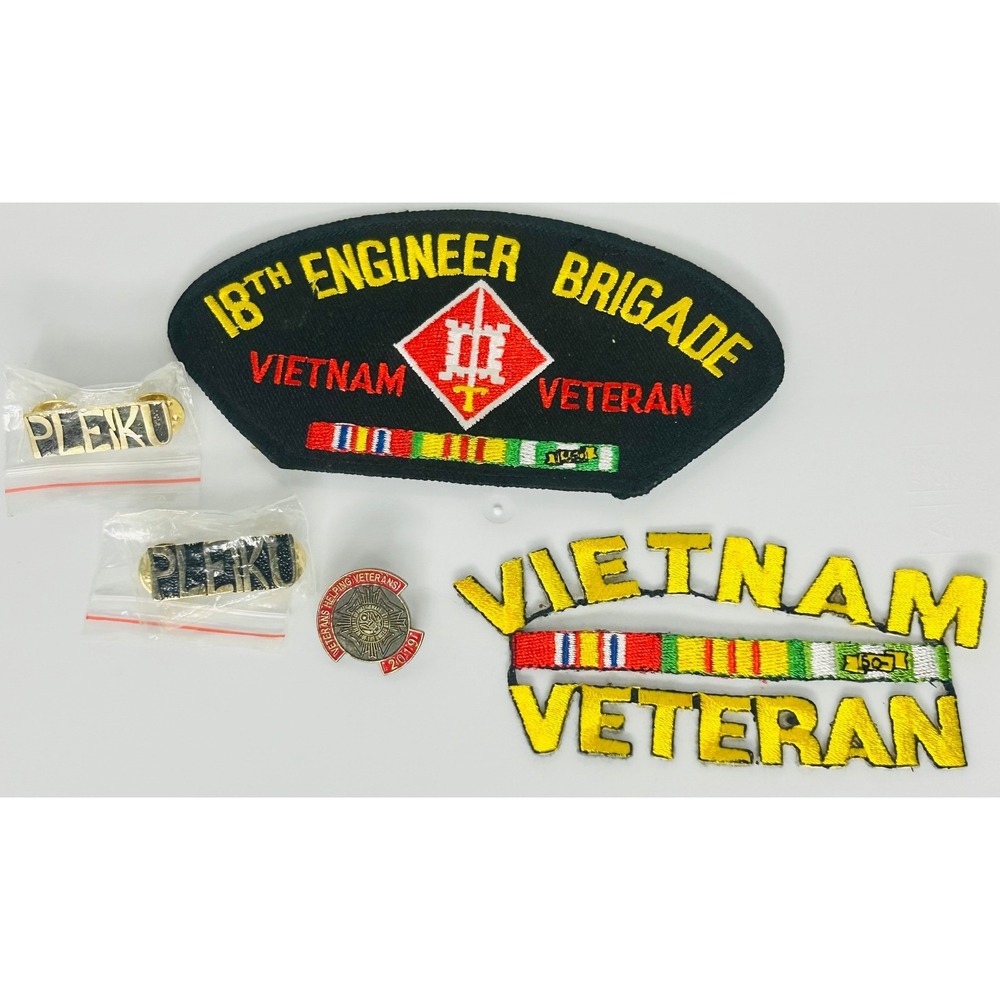 Lot of 5 Vietnam War Memorabilia Items~2 Patches~3 Pins,‎ Military Collectible